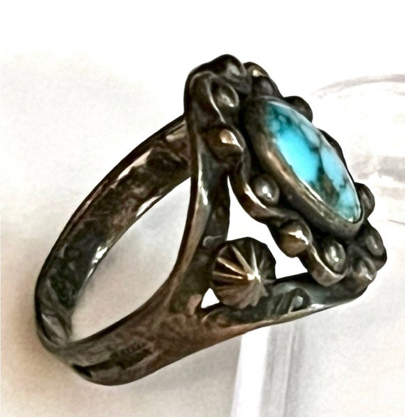 Old Pawn Navajo 1940s “Chinese Turquoise” Sterlin… - image 2