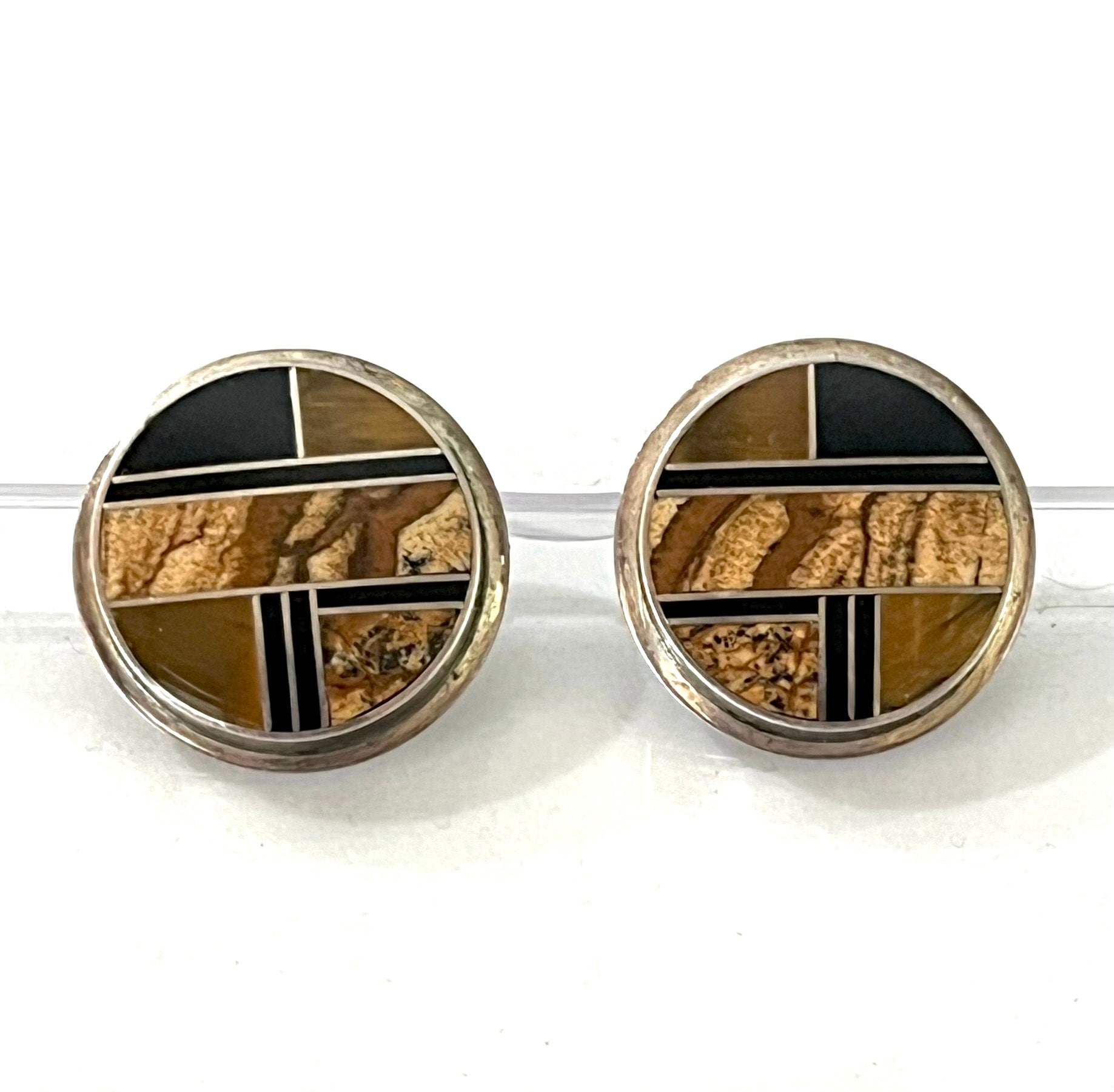 Desson Inlay Signed - Calvin Desson, Navajo. Vintage Jasper Jet Tigers Eye Inlay ...
