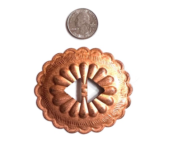 Buy Vintage 5 Qty Navajo Hand Stamped Copper Belt Conchos  display picture 3