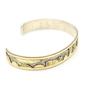 Signed - Lloyd Becenti Jr, Navajo Vntg 12K GF Sterling Silver Story Teller Cuff