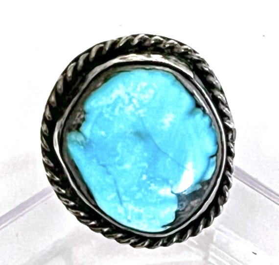 Old Pawn Navajo Sterling Silver Bisbee Turquoise Ring - Etsy