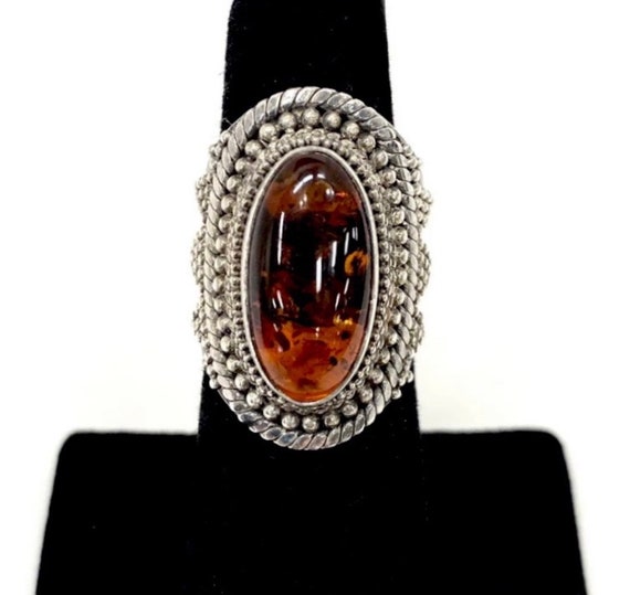 Amber, Vintage Baltic Amber w/inclusions  Sterlin… - image 1