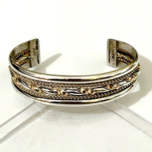 Signed-Aaron Toadacheene,Navajo Vintage 12K Gold/GF Sterling Silver Cuff