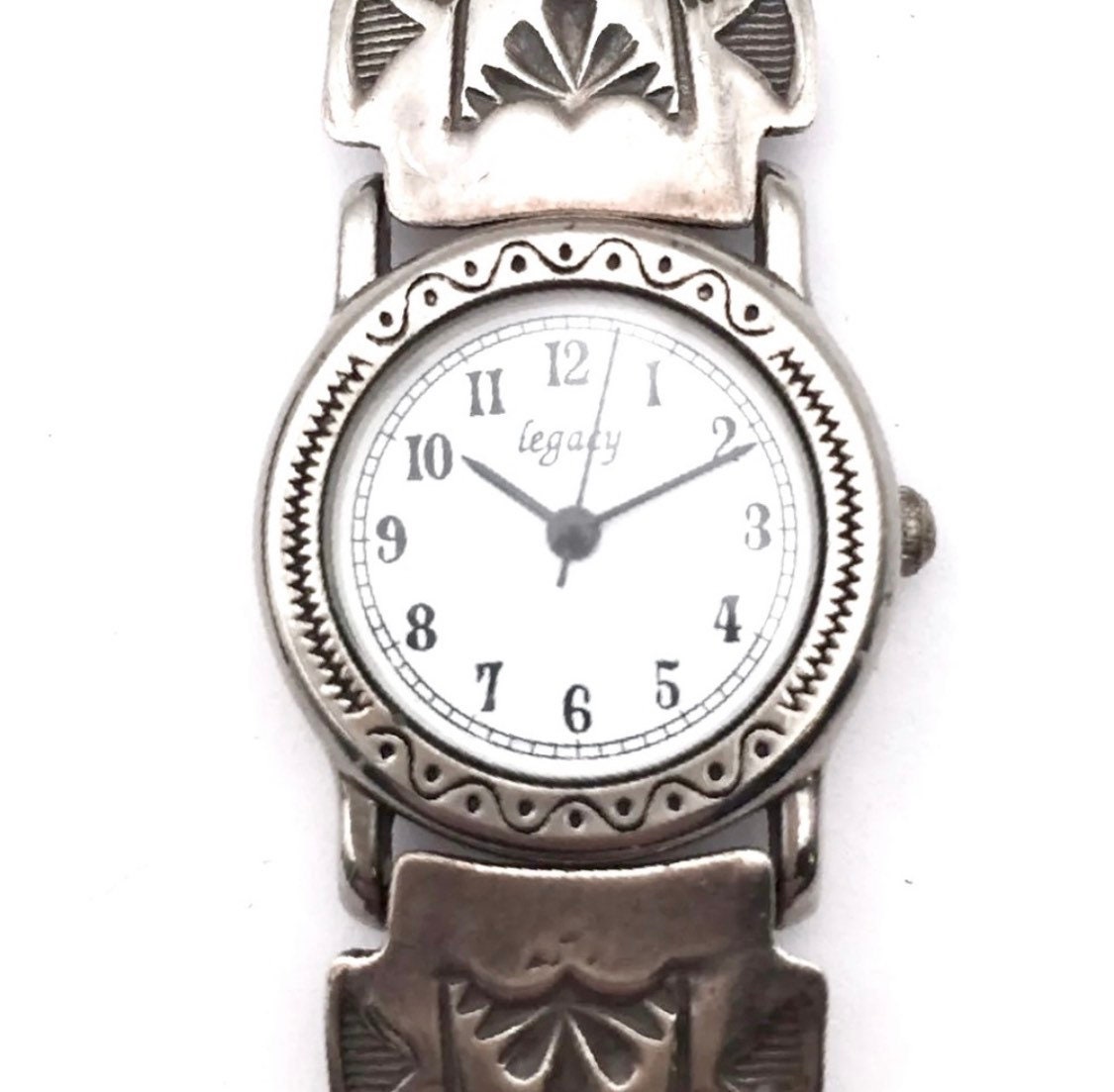 Signed - Joe Degalrito & May Willie, Navajo. Vntg Sterling Watch Band / Bracelet Signed - Joe Degalrito & May Willie, Navajo. Vintage  main image 3