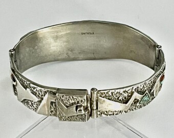 Ervin Haskie Vintage Native American Navajo Lapis Sterling Silver Bracelet Ervin Haskie Vintage Native American Navajo Lapis Sterling Silver Bracelet