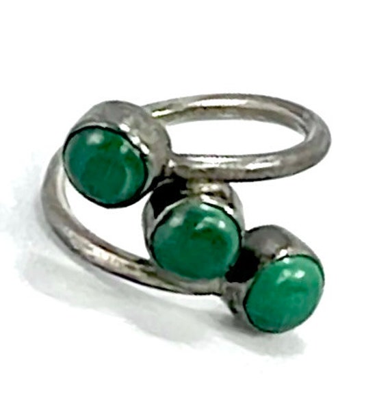 Zuni Vintage Sterling Silver Malachite Ring - image 1