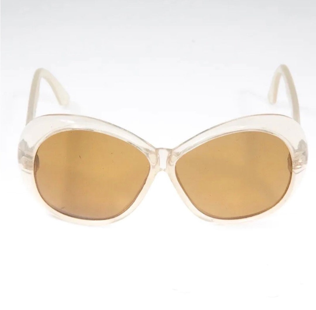 SALE ?Vintage French 1980s Soft Champagne tone Translucent Bubble Eye Sunglasses France 80 main image 3