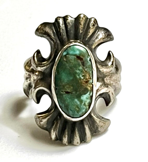 Old Pawn Navajo Sandcast Sterling Silver Turquoise