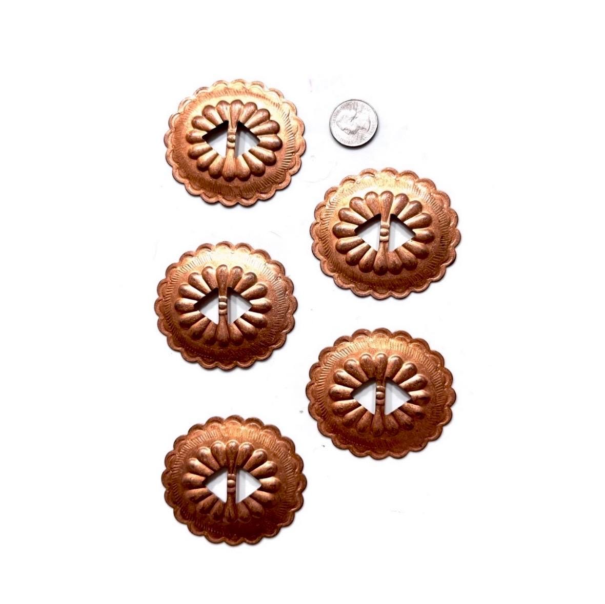 Vintage 5 Qty Navajo Hand Stamped Copper Belt Conchos - Etsy display picture 1