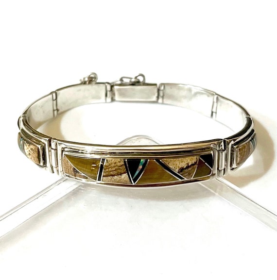 Ed Secatero Vintage Native American Navajo Turquoise Inlay Sterling Silver Necklace Old Ed Secatero Vintage Native American Navajo Turquoise Inlay Sterling Silver Necklace Old