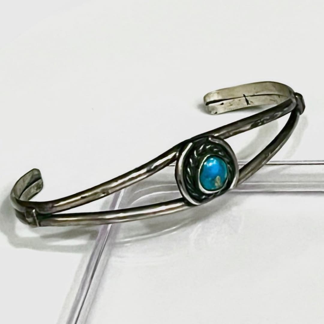 Old Pawn Navajo 1930s Sterling Silver “ajax” Turquoise Cuff - Etsy
