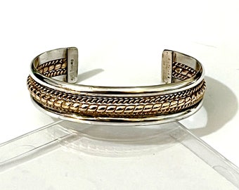 Navajo Tahe 12K Sterling Cuff Bracelet 925 Silver 12KT Gold GF