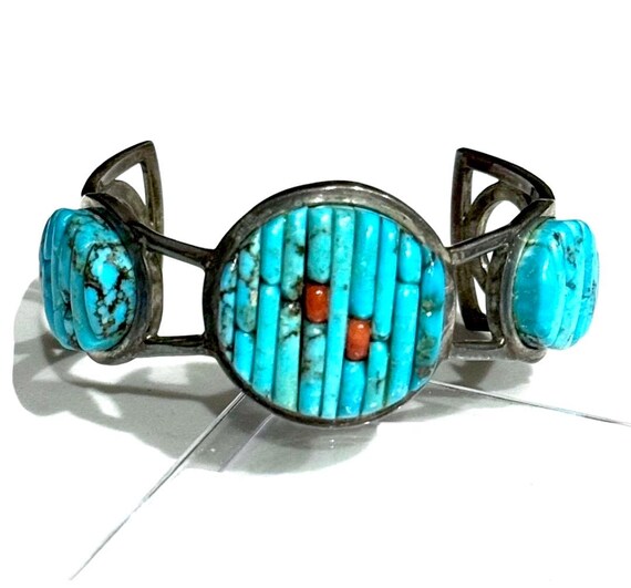 Fabulous Vintage Native American Navajo Coral Sterling Silver Bracelet Fabulous Vintage Native American Navajo Coral Sterling Silver Bracelet