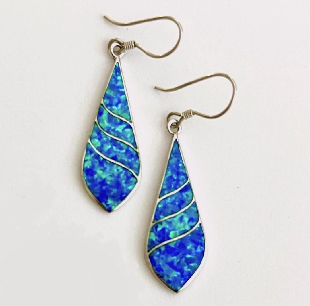Desson Inlay Signed - Calvin Desson, Navajo. Vintage Gilson Opal Inlay Earrings - Etsy