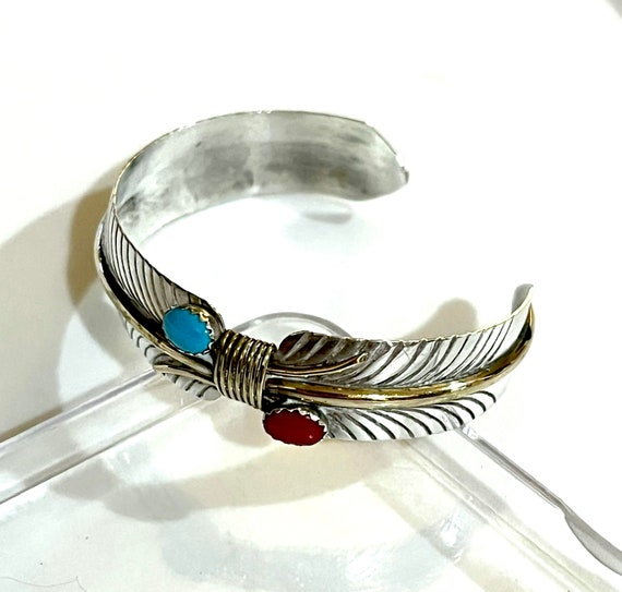 Highly Intricate Vintage Santo Domingo Sterling Silver And Gold Bracelet Signed Highly Intricate Vintage Santo Domingo Sterling Silver And Gold Bracelet Signed