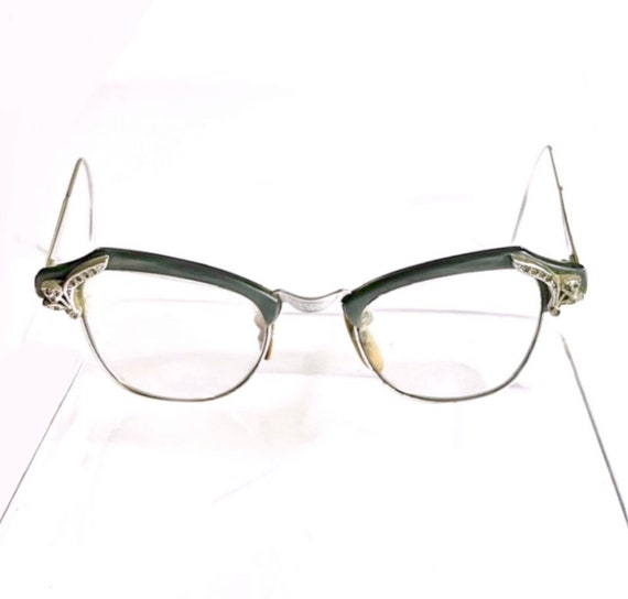 SALE Stunning 1950s Vintage B&L 12K GF,Rhinestone Corners,Charcoal Brow Glasses Stunning 1950s Vintage B& L 12K Gf,rhinestone Corners  main image 2