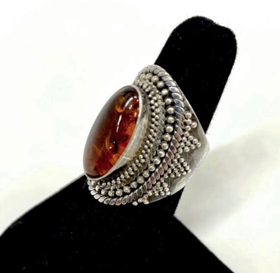 Amber, Vintage Baltic Amber w/inclusions  Sterlin… - image 3