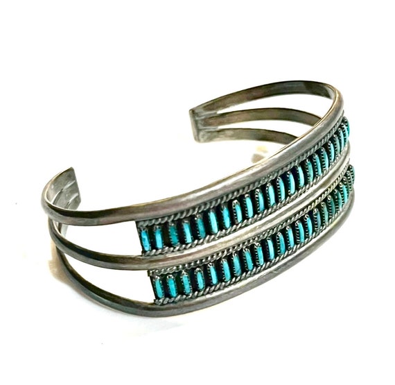 Dramatic Vintage Native American Zuni Turquoise Sterling Silver Bolo Old Dramatic Vintage Native American Zuni Turquoise Sterling Silver Bolo Old