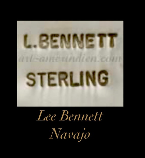 Signed-Lee Bennett Navajo, vintage Turquoise Ambe… - image 7