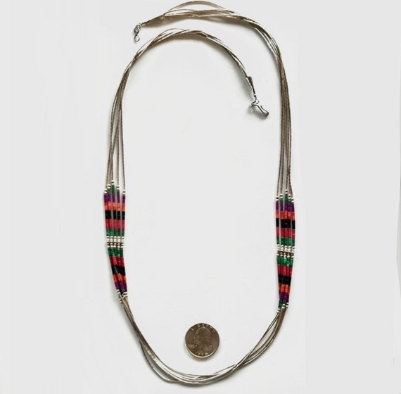 Zuni, Signed, Vintage Mutli Bead Liquid Silver 28… - image 2