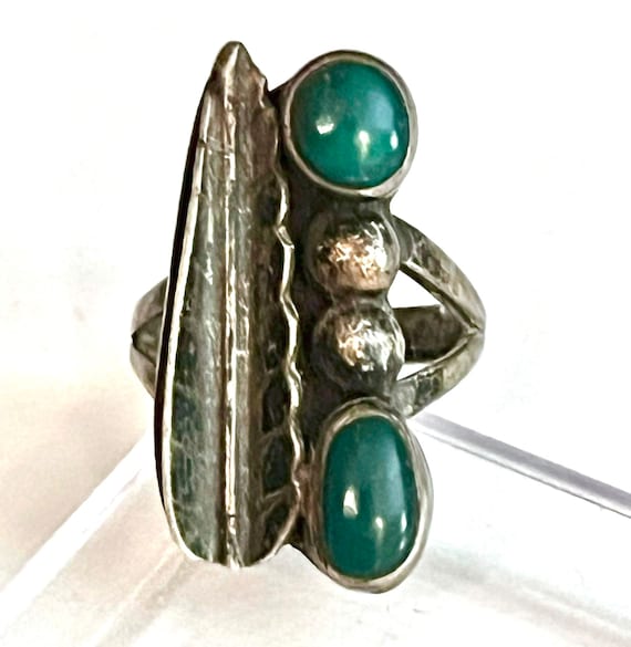 Old Pawn Navajo 1920s  Silver Ingot Jade Ring