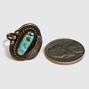 Old Pawn Navajo 1930s Sterling Silver Natural Kingman Turquoise Ring image 7