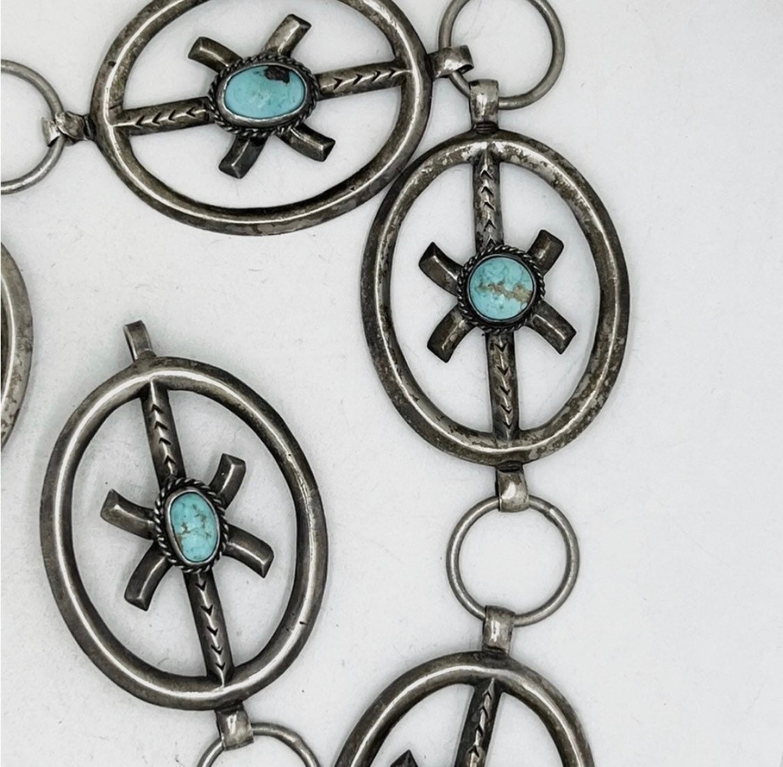 Old Pawn Navajo Sand-cast Sterling Silver Royston Turquoise  display picture 2