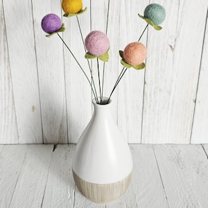 Felt Pom Pom Blooms, Felt Pompoms, Single Flower Stems, Modern Nursery Fake Flowers, Flower photo props, Pompom Stems, Bouquet Fillers