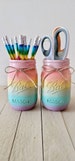 Rainbow Mason Jar Organizer, Mason Jars, Teacher Appreciation Gifts, Teacher Gifts, Desk Organizers, Kids Room decor, Rainbow Mason Jar 