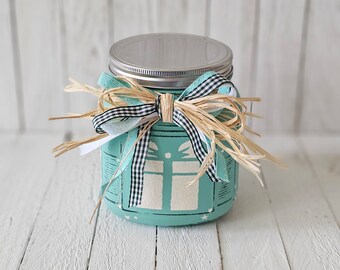 Mini Aqua Snowflake Christmas Jar, Mini Cookie Jar, Christmas Jar, Christmas Jar Gifts, Kitchen Christmas Decor, Winter Decor, Jar Gifts