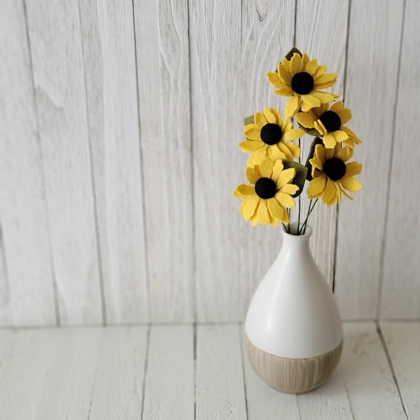 Black Eyed Susan Felt Flower Stem, Black Eyed Susan Flowers, Single Felt Flowers, DIY Bouquet, Forever Flowers, Yellow Flowers, Felt Flower