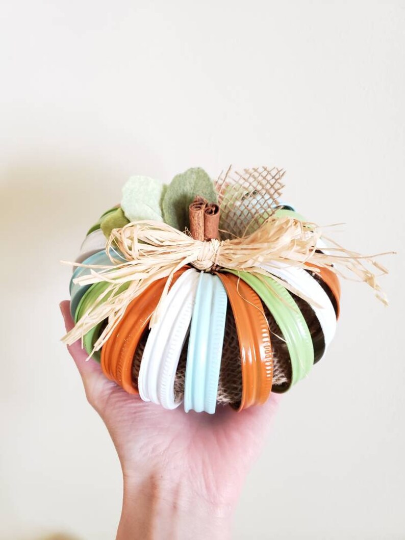 Autumn Mason Jar Lid Pumpkins Pumpkins Pumpkin Decor Tabletop Decor Fall Centerpieces Mason Jar Decorations Mason Jars Fall