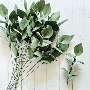 Single Leaf Felt Flower Stem: Handmade DIY Greenery Flowers and Fillers for Bouquets and Arrangements
