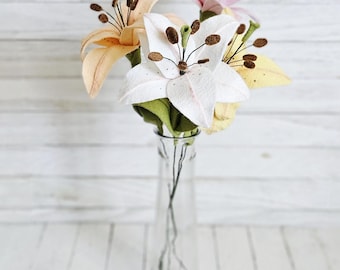 Tiger Lily Felt Flower Stem: DIY Bouquet Arrangement, Handmade Felt Flowers and Fillers