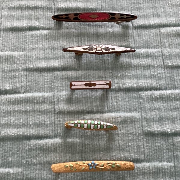 REDUCED! Antique Victorian Edwardian Enameled Lingerie Pins, 5, Sold Individually, So Lovely!