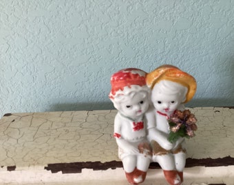 REDUCED! Antique Bisque Little Girls Shelf Sitters, 2.5”, Precious!