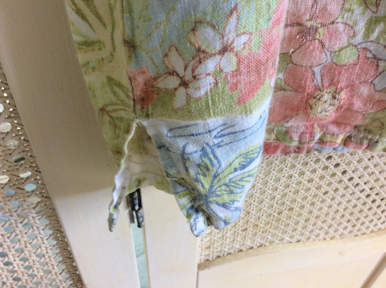 Size L Vintage Hawaiian Print Linen Sleeveless Top Mint!