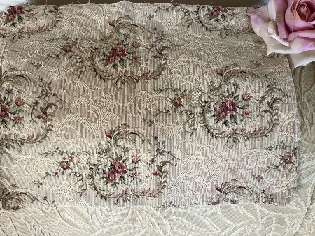 REDUCED Vintage Rose Tapestry Remnant, 16.5x 12, Beautiful Condition Etsy