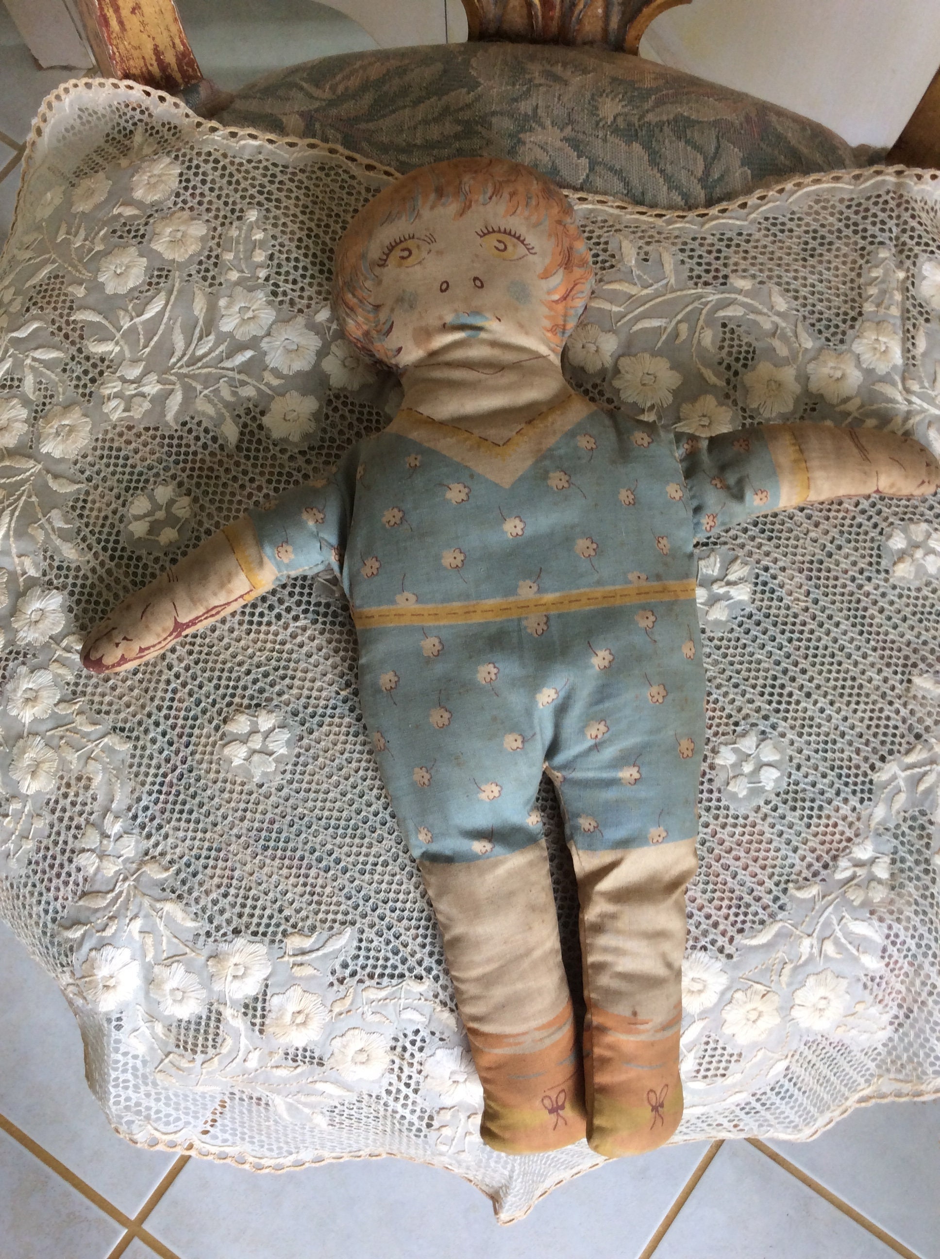 【antique doll】lithograph vintage REDUCED! Antique Lithograph Print Cloth Doll, 14” - Etsy