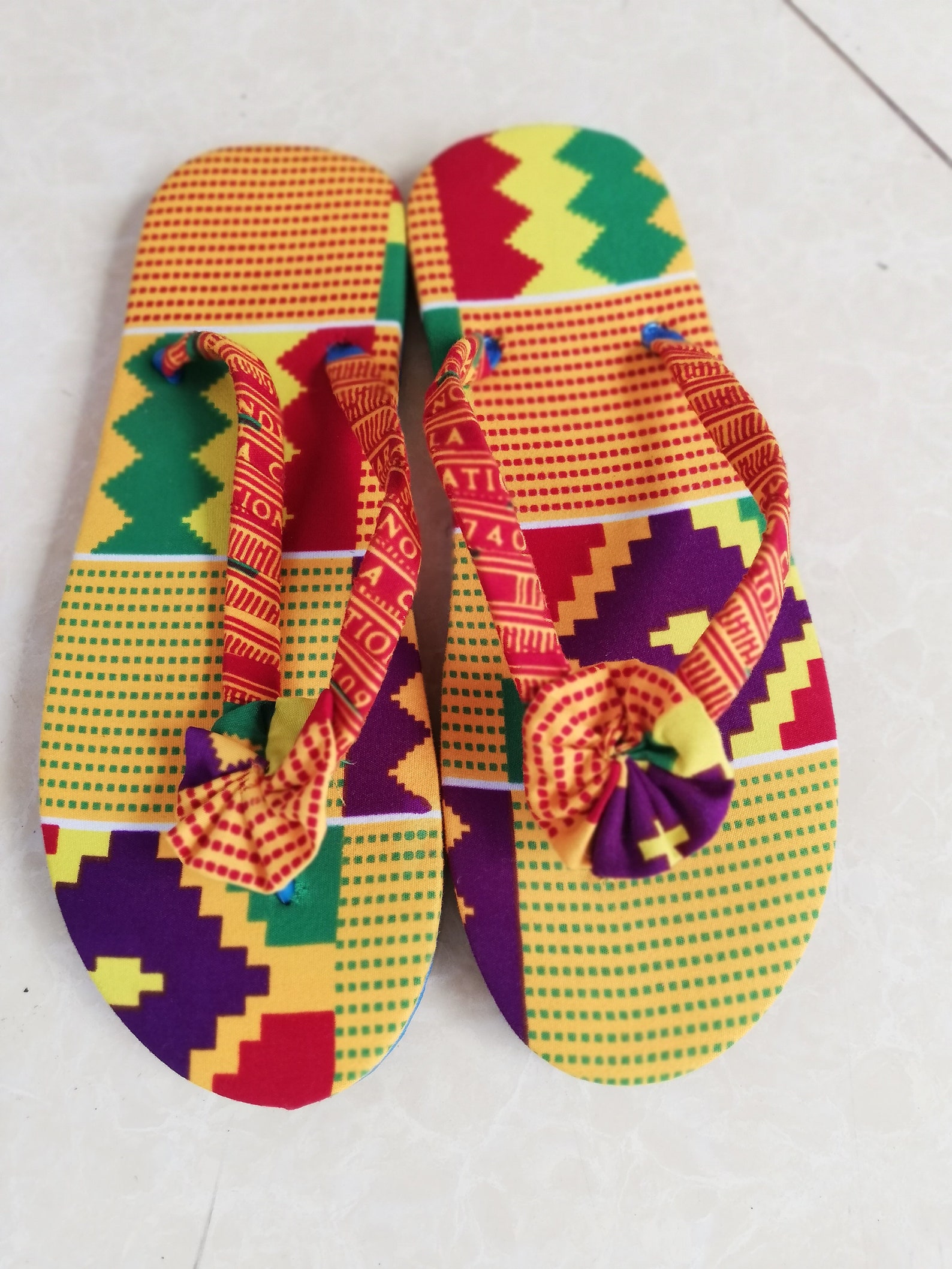 Ladies African Infused Slipper. Ladies Footwear, Kente Footwear, Ankara