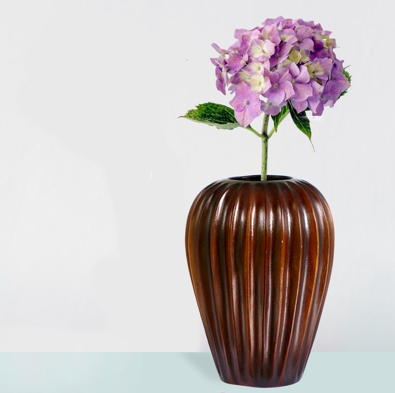 Mango wood vase Dekovase genuine handmade from Thailand Etsy