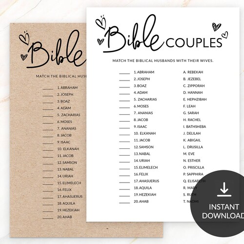 Bible Couples Quiz Bridal Shower Games Printable Christian | Etsy