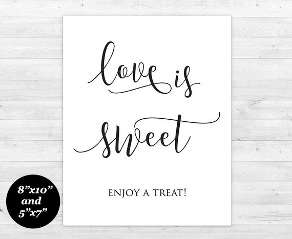 Love is Sweet Printable Wedding Sign Wedding Candy Bar Sign | Etsy