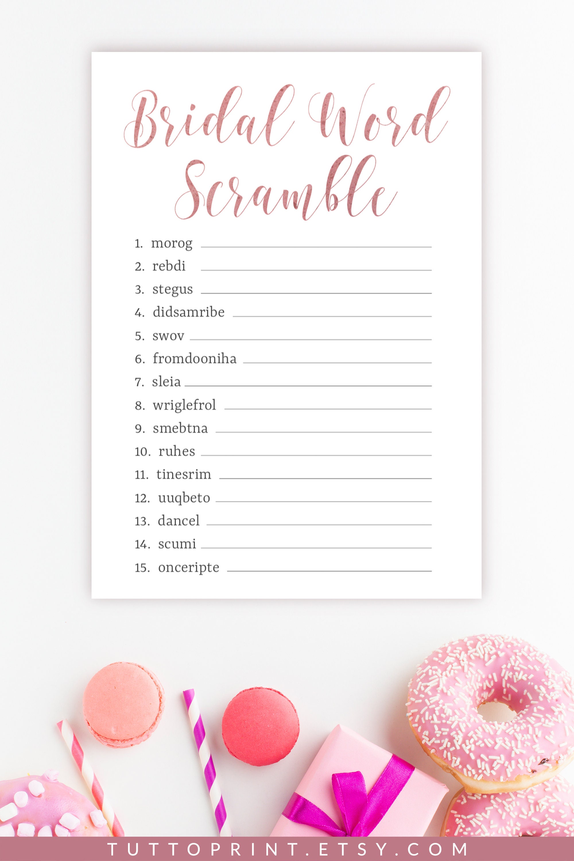 Bridal Word Scramble Game Bridal Shower Games Editable Etsy