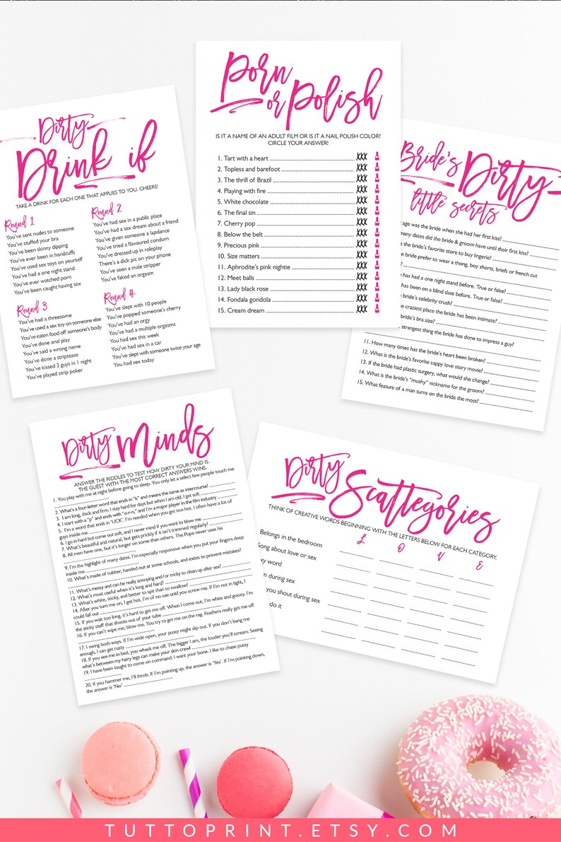 Hen Party Games Bundle Dirty Bridal Shower Games Pack Etsy