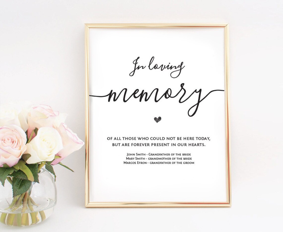 In Loving Memory Wedding Sign Wedding Reception Memorial - Etsy