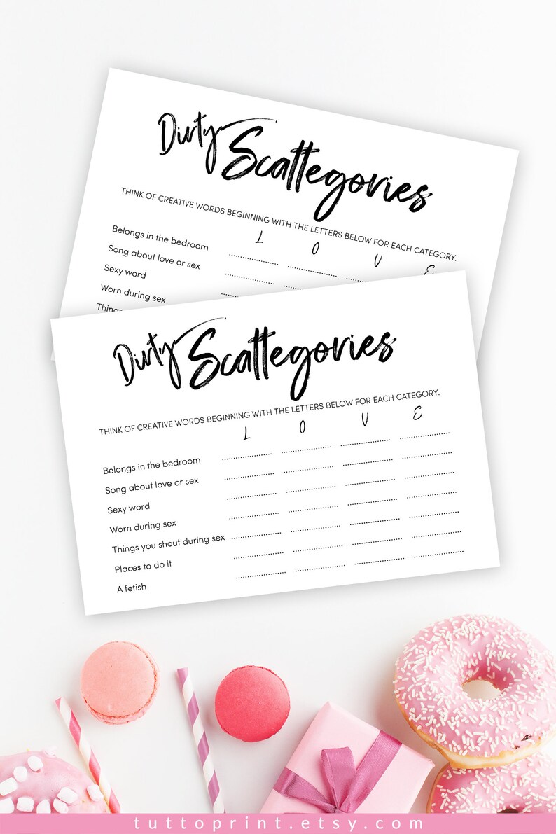 Bridal Shower Game Dirty Bridal Scattegories Hen Night Willy Etsy