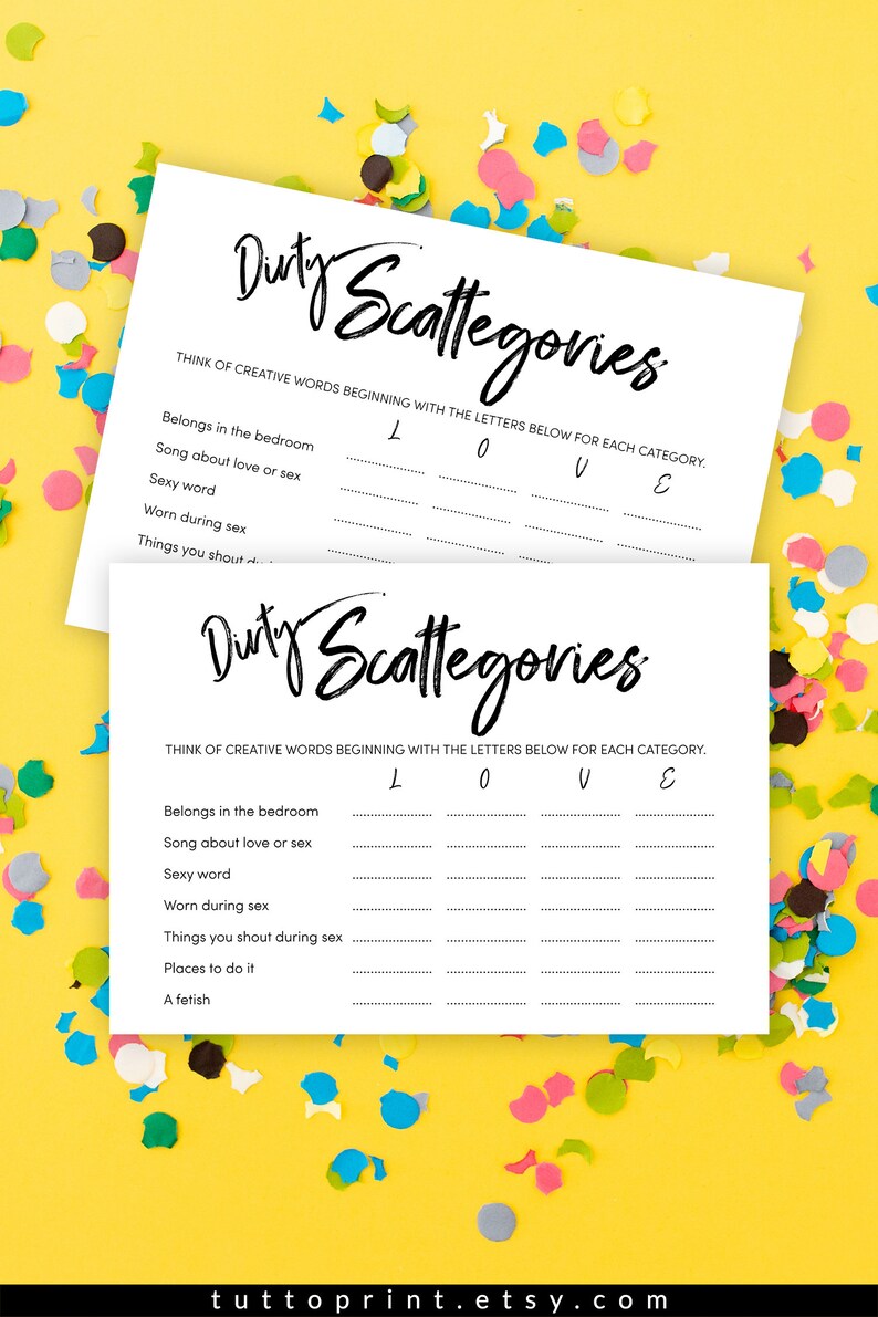 Bridal Shower Game Dirty Bridal Scattegories Hen Night Willy Etsy