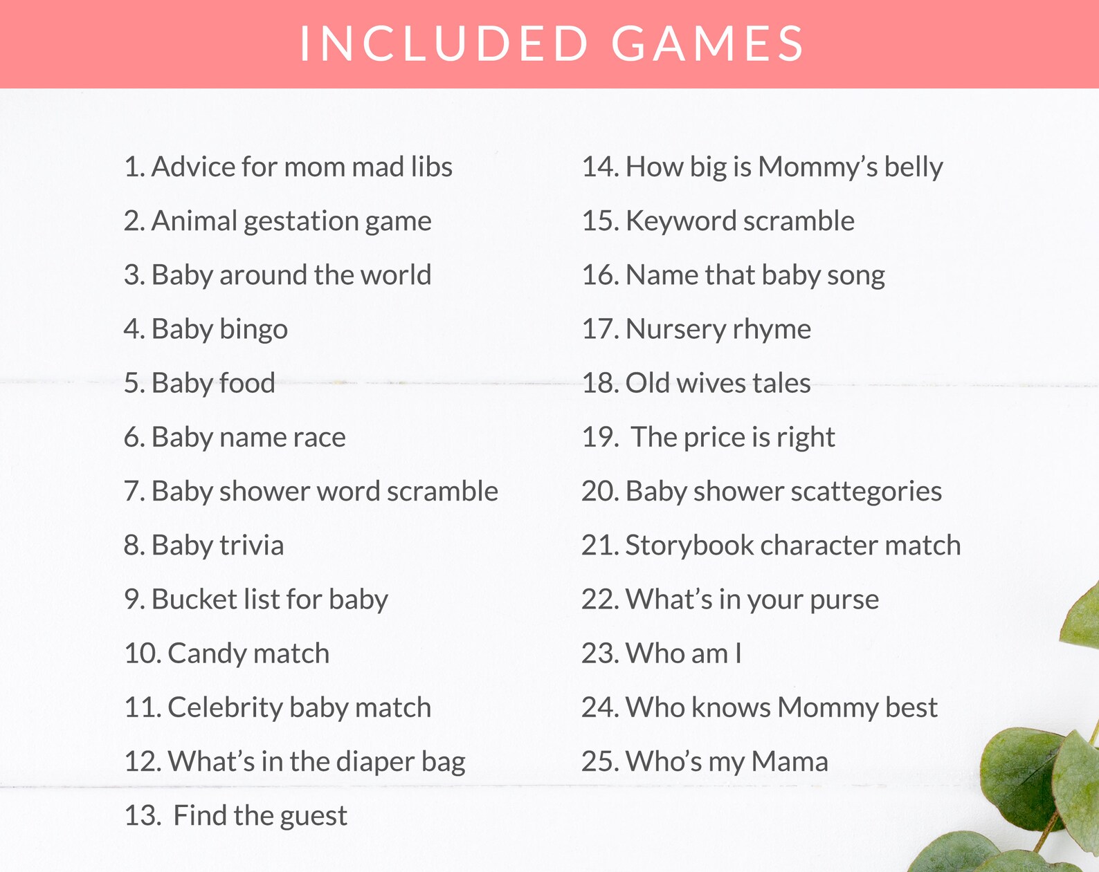 25 Baby Shower Games Printable for a Baby Girl Shower Floral Etsy
