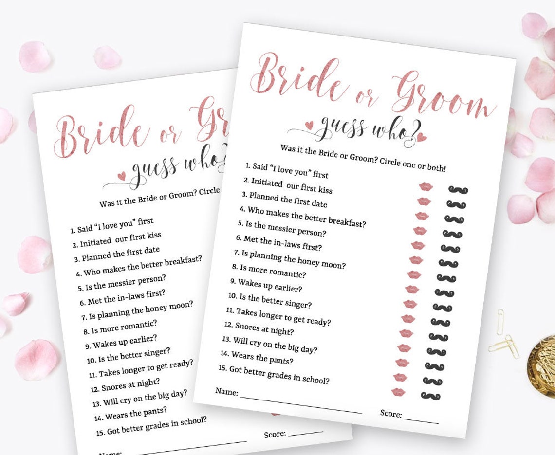 Guess Who Bride or Groom Game She Said He Said Bridal Shower Etsy